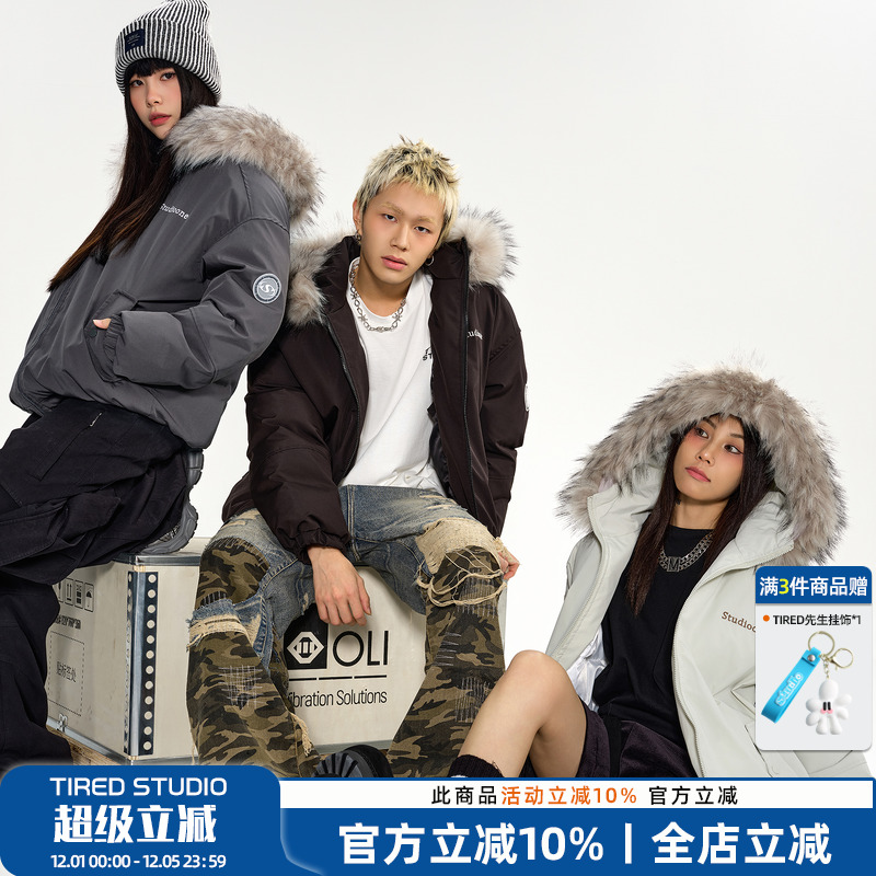 TIRED加厚冬季宽松棉衣