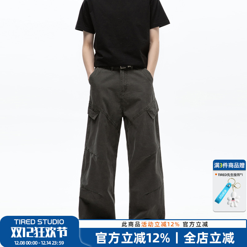 TIRED宽松潮流工装牛仔裤