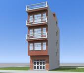 5.4x17.5 五层临街门面单开间建筑结构水电图纸全套施工图效果图