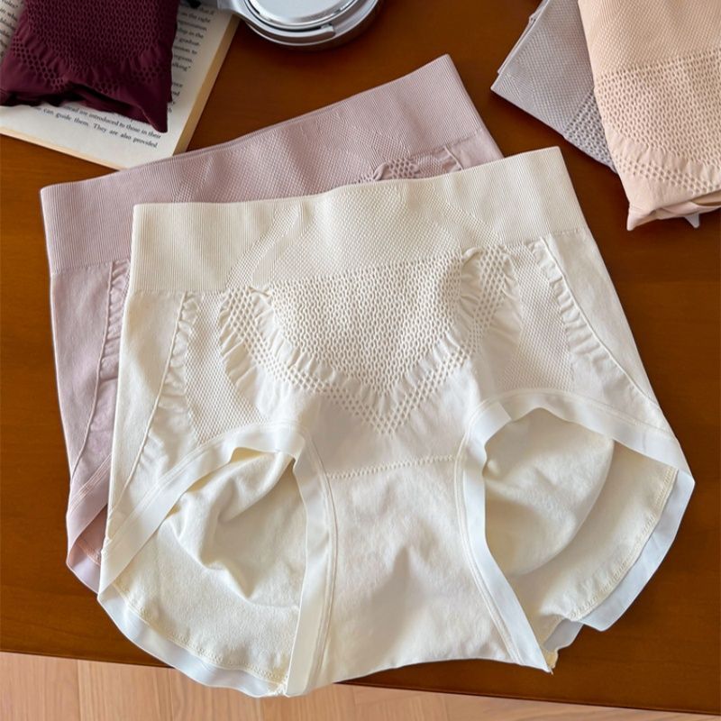 AUN 蜂窝轻收腹提臀无缝女士大码裤子加宽腰头中腰高弹舒适短裤女