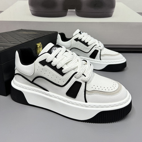 大码小白鞋男潮鞋子男款2026新款春秋透气运动休闲鞋皮面男士板鞋 - 封面