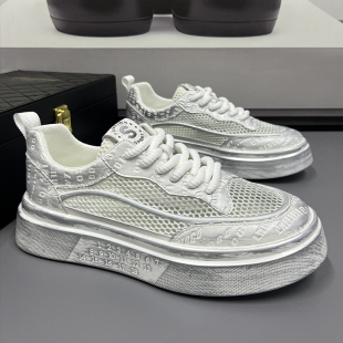 男轻便透气防臭单网板鞋 大码 镂空大网眼休闲鞋 薄夏款 加肥加宽男鞋