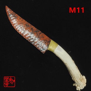 现货天然红曜石刀鹿角柄爪子刀手工打制石器礼物收藏镇宅摆件M11