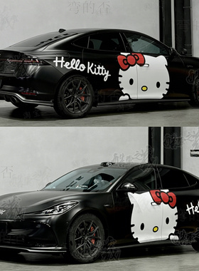 适用智己L6 LS6L7凯蒂猫车贴拉花特斯拉model3/YKT猫卡通车身贴纸