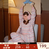 Gukoo 果壳kitty睡袍冬季 连帽披肩舒适加厚女士家居睡袍可外穿