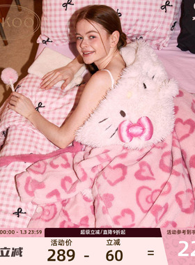 Gukoo/果壳女士睡袍冬季HelloKitty联名加厚保暖中长款睡袍家居服