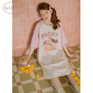 可爱少女家居服舒适睡衣 睡裙女轰轰小狗夏季 Gukoo 果壳卡通26新款