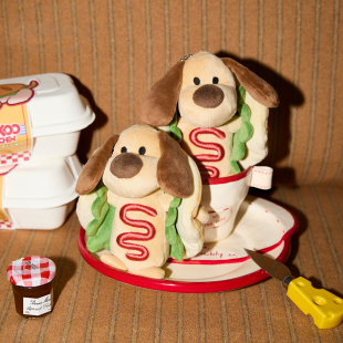 Gukoo 果壳原创热狗玩偶包挂件丑萌卡通红色生日礼物挂件