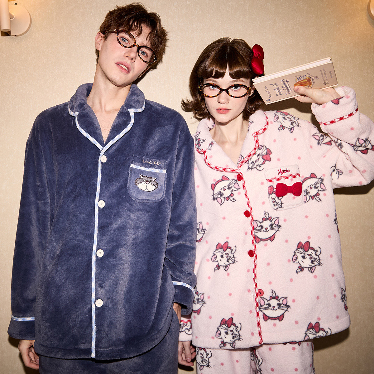 Gukoo/果壳情侣睡衣迪士尼联名玛丽猫卡通保暖家居服套装可外穿,女士内衣/男士内衣/家居服,睡衣/家居服套装,淘宝优惠券,粉丝福利购,淘宝优惠卷