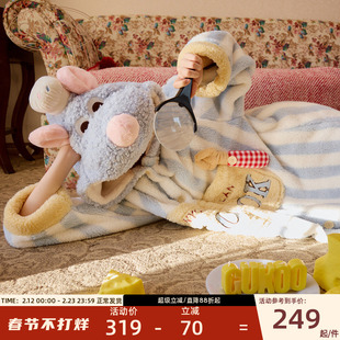 Gukoo/果壳睡衣冬季料理鼠王联名新款珊瑚绒保暖女士家居服套装