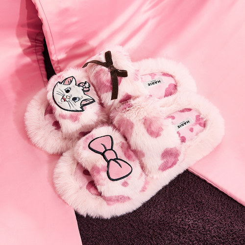 果壳玛丽猫拖鞋女秋冬毛毛拖鞋
