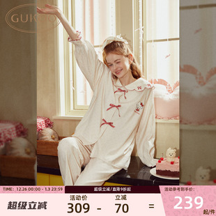 Gukoo 甜美娃娃领可外穿家居服 果壳春秋睡衣Hellokitty系列25新款