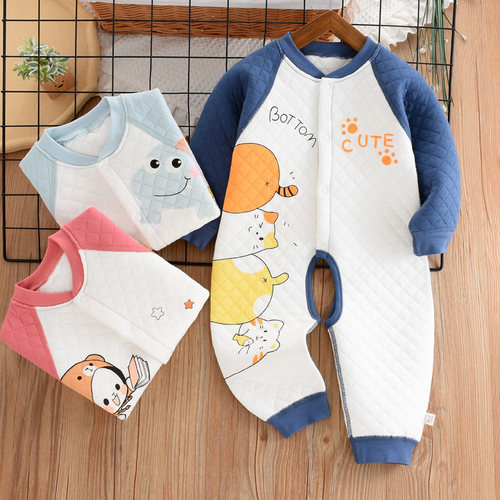 表里纯棉连体衣开裆保暖无骨缝制