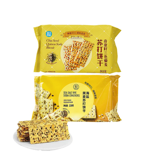 盒马海盐黑麦奇亚籽三色藜麦苏打饼干228g咸味薄梳打休闲早餐零食