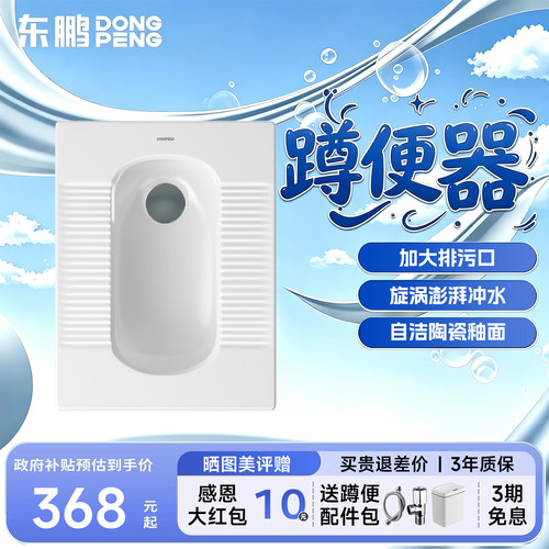 东鹏蹲坑式蹲便器水箱蹲厕厕所家用卫生间便池陶瓷加大排污口6169