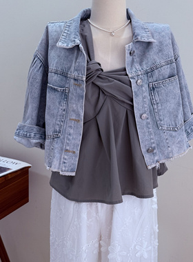 特价清仓夏装韩国ins风复古百搭小个子休闲牛仔短外套女