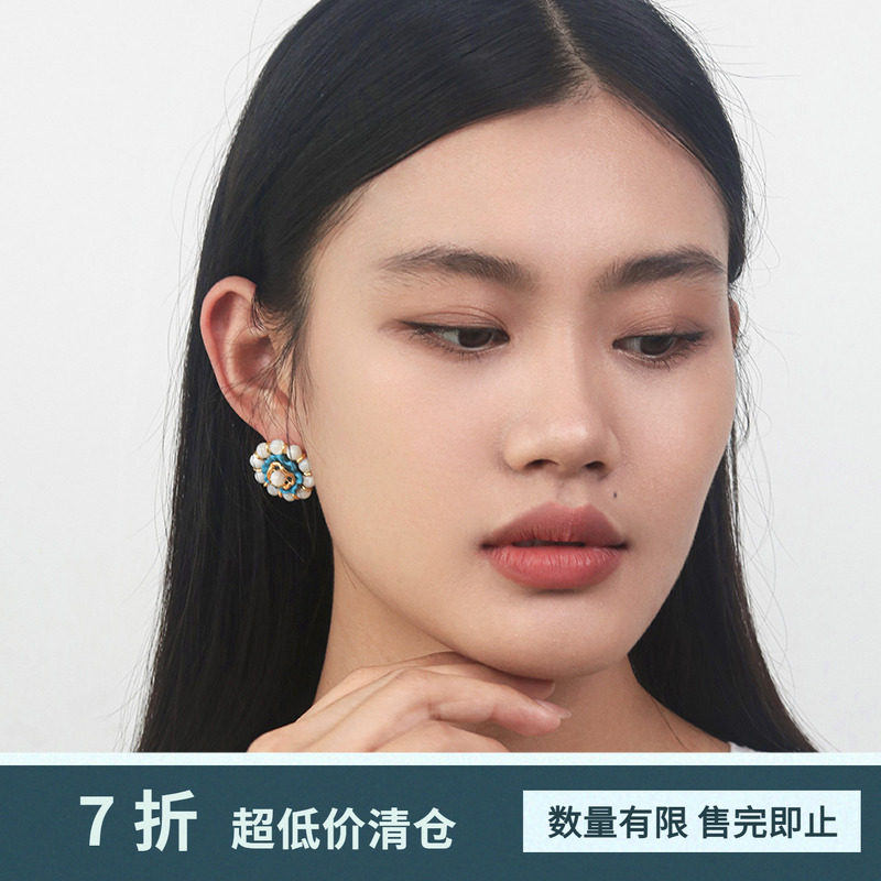 度假风天然石夸张大耳环