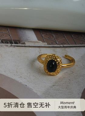 高级感黑玛瑙纯银戒指