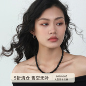 Moment 中古天然黑玛瑙串珠项链毛衣链颈链饰品配饰小众轻奢秋冬