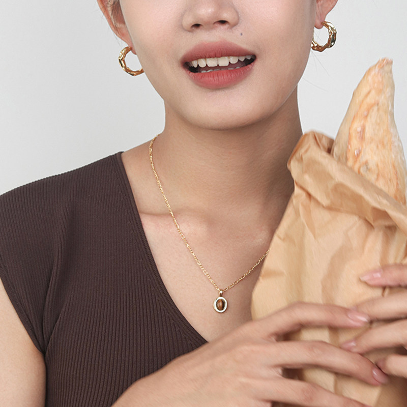 Moment 美拉德风虎眼石项链锁骨链饰品配饰轻奢小众女款秋冬装饰