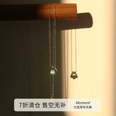 Moment 莫桑钻单颗钻石吊坠纯银项链锁骨链毛衣链饰品配饰首饰女