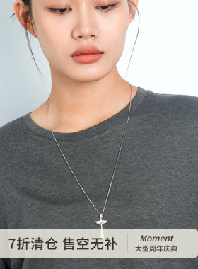 十字架纯银毛衣链长款项链