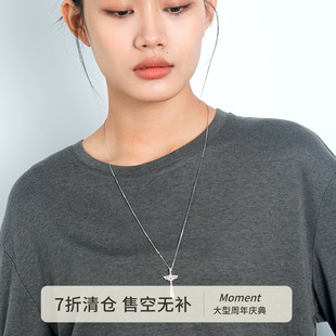Moment 小翅膀 十字架纯银毛衣链长款项链饰品配饰女轻奢小众欧美