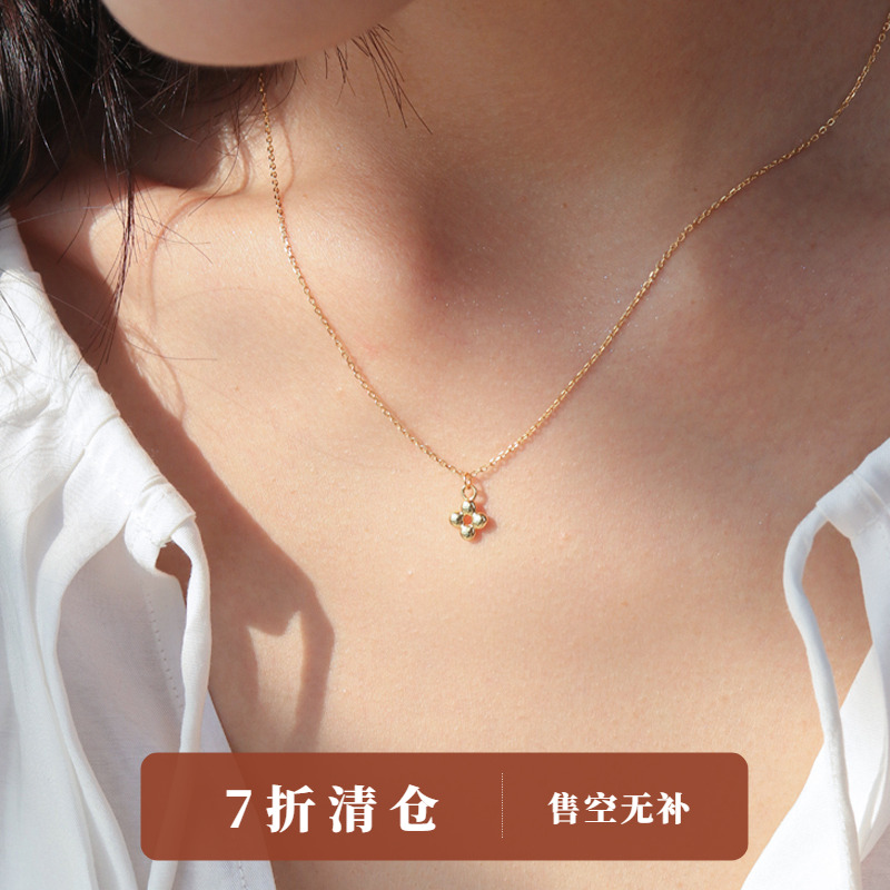 纤柔小花朵纯银简约项链锁骨链