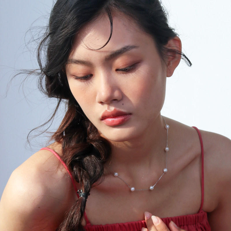 Moment 海角繁星 天然珍珠纯银满天星项链颈链毛衣链饰品首饰银饰