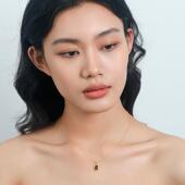 Moment 天然虎眼石纯银项链锁骨链毛衣链饰品配饰首饰美拉德秋冬