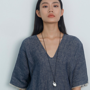 Moment 水壶酒壶吊坠黑绳挂绳长款毛衣链项链饰品女秋冬2025新款