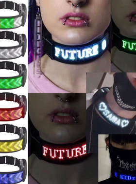 蓝牙APPLED赛博朋克颈圈项圈可编辑文字choker小鬼同款