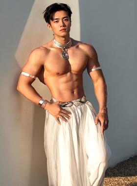 国潮古风饰品男菩银色项链