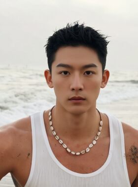 小众贝壳手工编织男士锁骨链