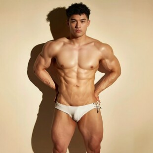 游泳裤 男士 锦纶时尚 性感低腰温泉短裤 沙滩抽绳泳衣 单边系绳三角裤