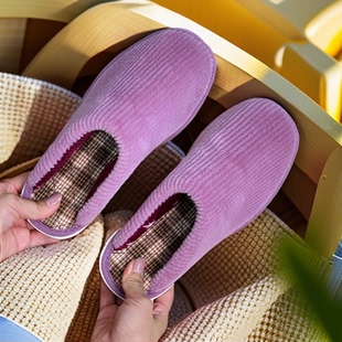 何航软底透气牛筋保暖防滑室内居家居男女秋冬加绒加厚手工棉拖鞋
