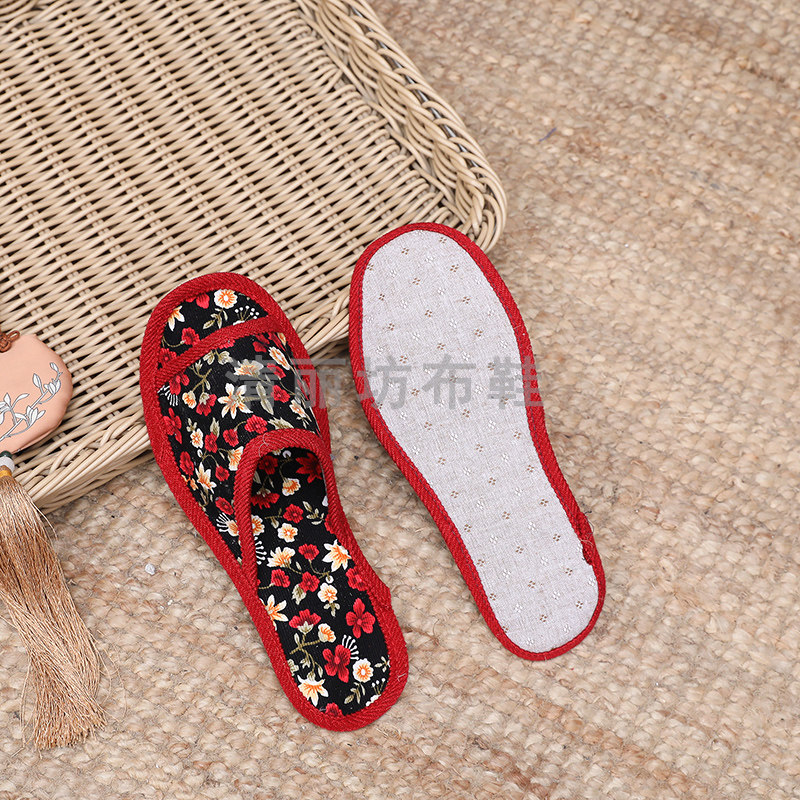 DIY夏季男女手工布鞋帮半成品做鞋子材料灯芯绒复合露趾凉拖鞋面