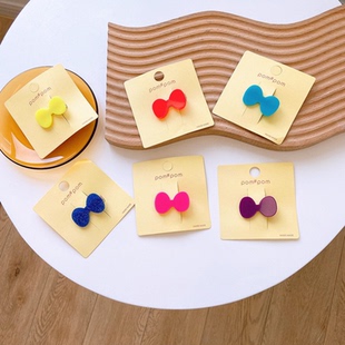 韩版发卡头饰儿童荧光色蝴蝶结鸭嘴夹女宝卡爱领结刘海夹碎发夹子