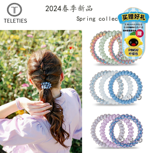 美国TELETIES24年春夏新款电话线发圈女高弹力无痕不伤发扎发发绳