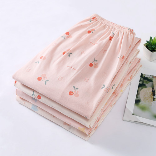 纯棉睡裤女夏季长裤春秋季薄款宽松大码全棉可外穿休闲厚款家居裤