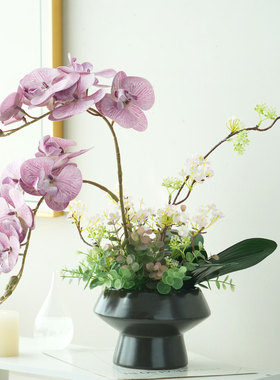 已陌北欧高级原创蝴蝶兰仿真花紫色假花高级客厅装饰摆件绿植盆栽