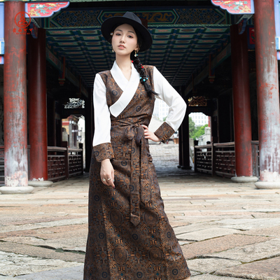 藏族服装女新款博拉八达运藏装锅庄裙藏式假两件民族服饰西藏服