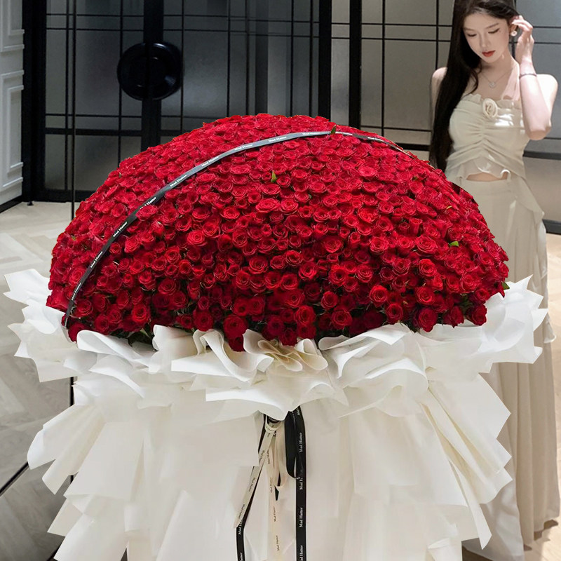 99/199/999朵红粉玫瑰花束鲜花速递同城订婚生日求婚全国配送花店