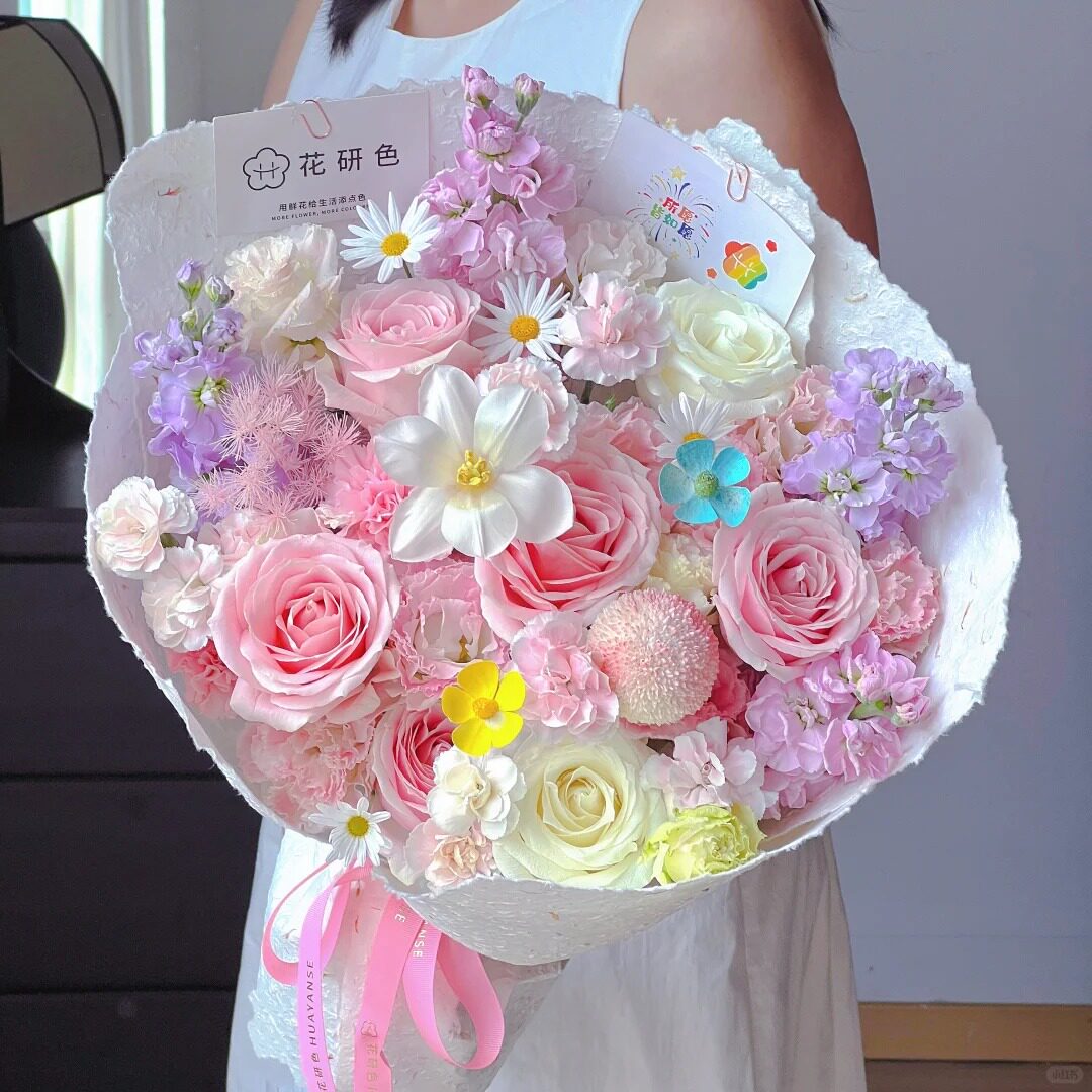 母亲节超大郁金香玫瑰睡莲混搭鲜花同城配送女友妈妈生日惊喜礼物