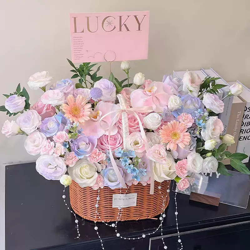 探望病人康乃馨混搭手提花篮鲜花同城配送女友妈妈长辈生日礼物