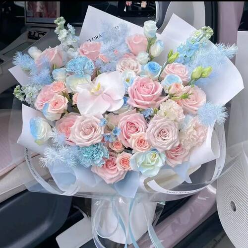 七夕情人节紫玫瑰蝴蝶兰花束鲜花同城配送女友老婆妈妈生日礼物店