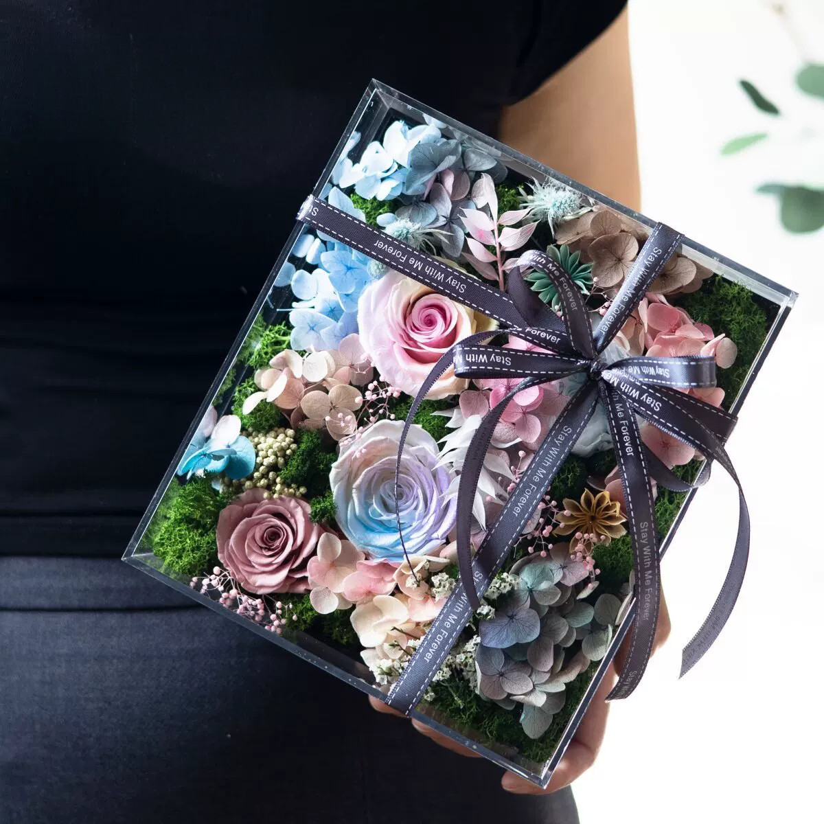 永生花玫瑰真花亚克力花盒送女生闺蜜纪念生日礼品告白礼物高级感
