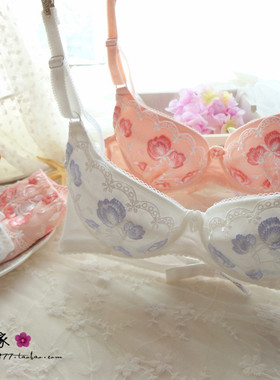 日系内衣套装牡丹奢华高贵中高腰文胸套装女士内衣内裤707580BC