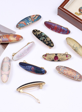 【栖物】原创桑蚕丝宋锦弹簧夹古风发饰非遗宋锦钱小萍陆美瑛侧夹