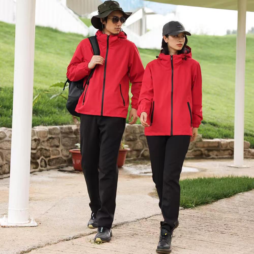 秋冬户外防风徒步风衣刺绣